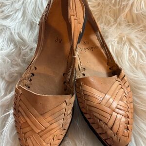 Brown Woven Huarache-Style Flats